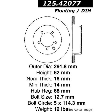 Centric Parts Premium High Carbon Alloy Brake Rotor, 125.42077 125.42077
